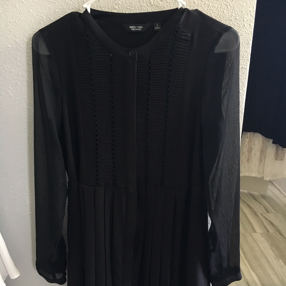 Simply Vera Black Pleated Mini Dress